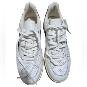 Veja White Leather Sneakers with Off-White Accents